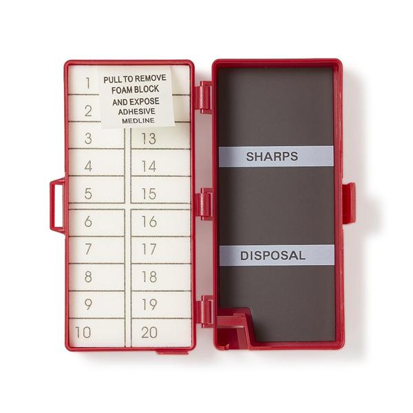 Counter Needle Foam Block/Magnet 20 Count Red Sterile 50/Ca